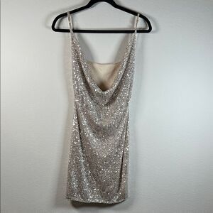 NWT Windsor Formal Homecoming Silver Sequin Dress